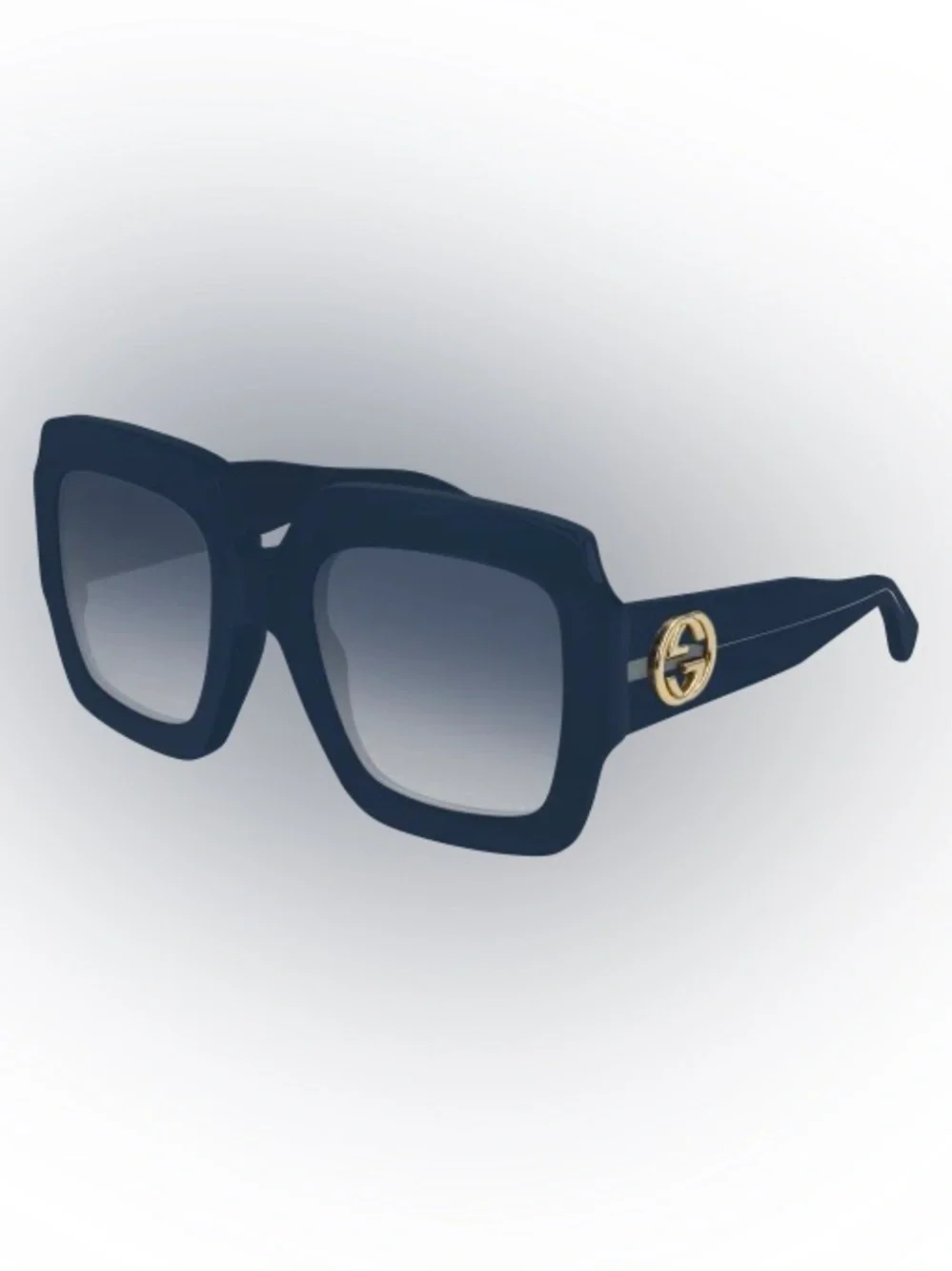 Gucci Oversized Navy Square Sunglasses with Gold Temples